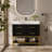 36" Artificial Stone Bathroom Vanity with Ceramic Sink, Modern Bathroom Sink Cabinet with Soft Close Drawers and Open Shelves, Free-standing Bathroom Vanity with Stainless Steel Legs and Large Space S