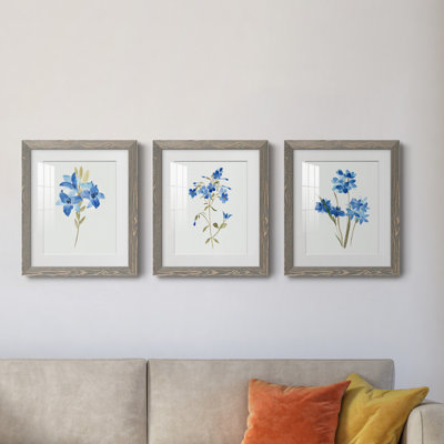 " Blue Blossom Botanical I " 3 - Pieces Painting Print
