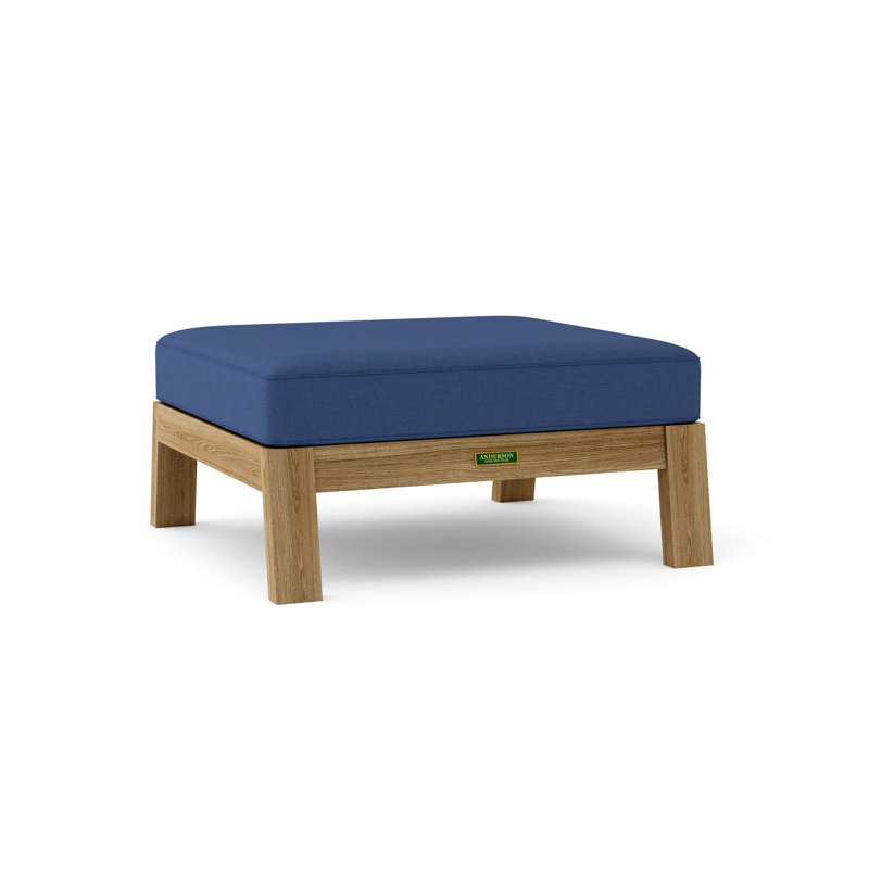 Palermo Outdoor Teak Ottoman, Canvas Navy Sunbrella® Canvas