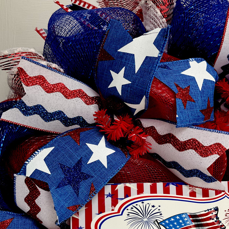 Patriotic Cruising America 24" Deco Mesh Wreath