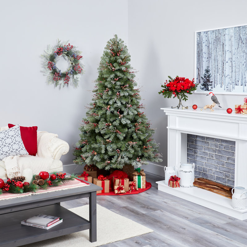 Arbre de Noël artificiel épinette vert 6,5 'avec 450 lumières claires