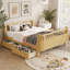 Lit plateforme double en bois pour enfants, lit double en bois à profil bas avec rails pour filles et garçons, naturel
