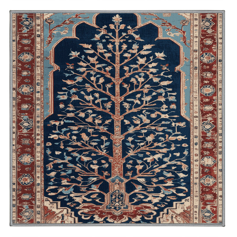 Tapis persan gris lavable à la machine, Carré 6 pi