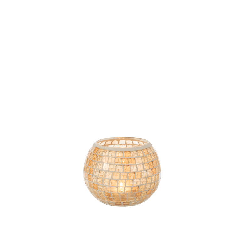Glass Wall Tealight Holder, 12cm H x 15cm W x 15cm D, Orange