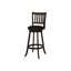 De 2, pivotant à 360 degrés, hauteur de bar, structure en bois brun, rembourrage de siège noir, finition et tabouret attrayant 2, fonction pivotante, structure foncée, coussin, moderne et confortable