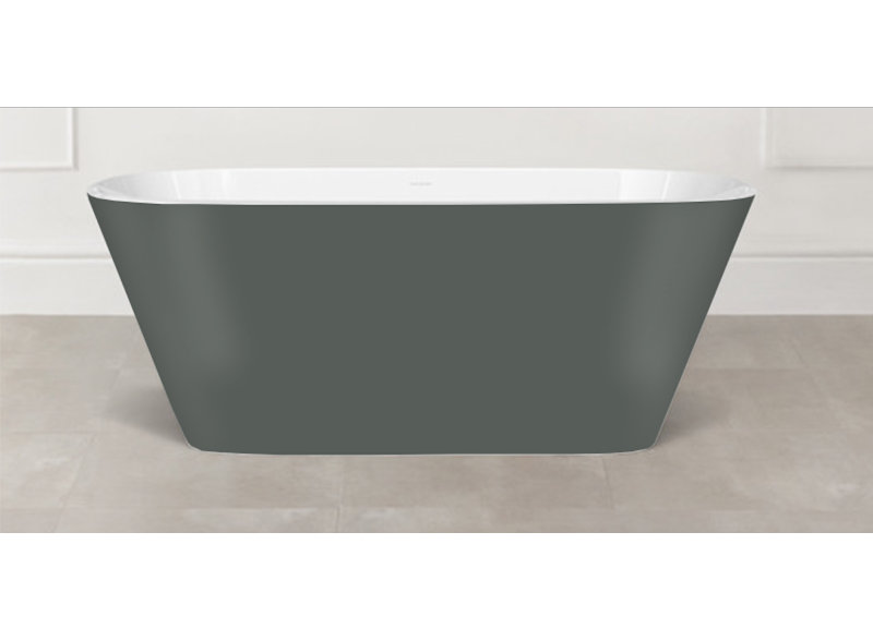 Painted Vetralla 58-3/4" X 29-2/8" Freestanding Soaking Bathtub In Volcanic Limestone With No Overflow Hole