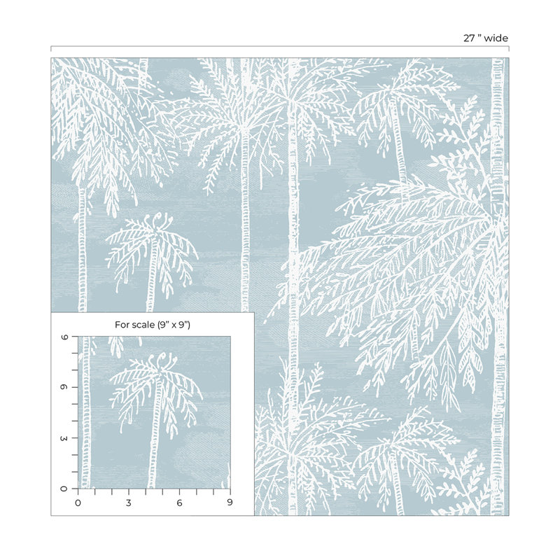 Floral Grass Cloth Wallpaper Roll, Clear Skies