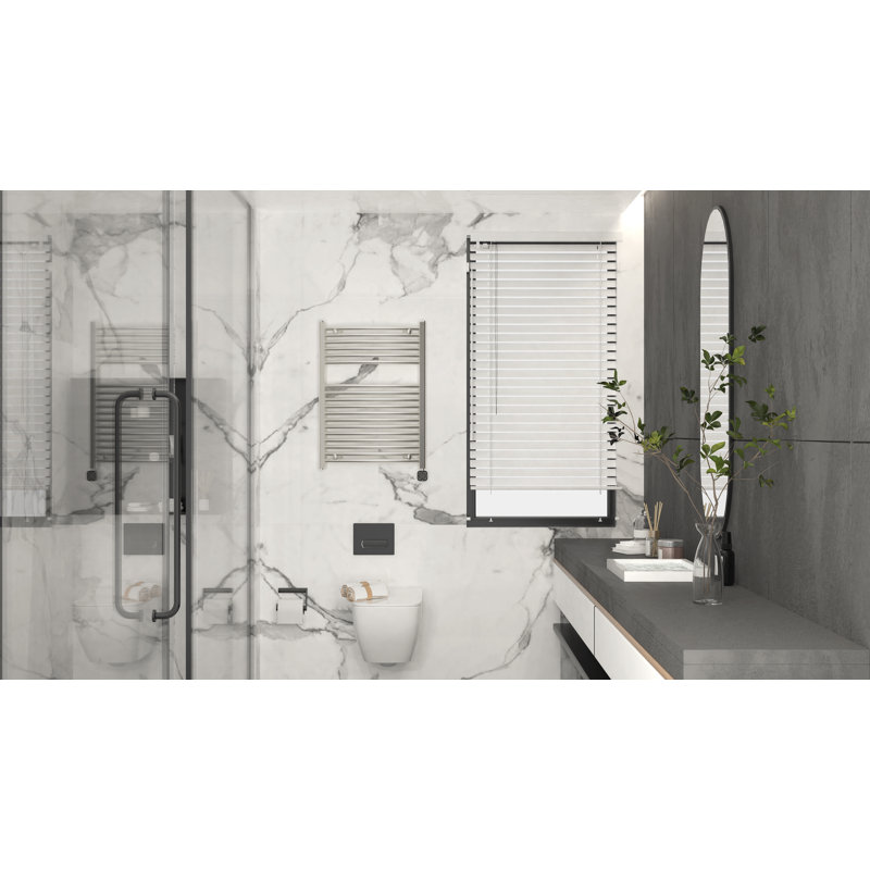 Chauffe-serviettes mural électrique, Nickel brossé, H 31,5 po x l 23,62 po x P 2,75 po