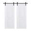 Porte de grange blanche coulissante double en panneaux de fibres à densité moyenne de 3/4 po d'épaisseur 48 po x 80 po avec quincaillerie-132725151