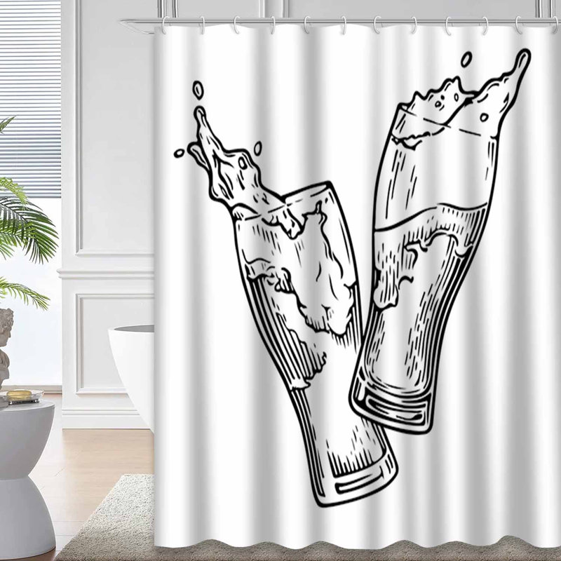 Rideau de douche imperméable à l'eau en verre avec 12 crochets, L 72 po x l 72 po