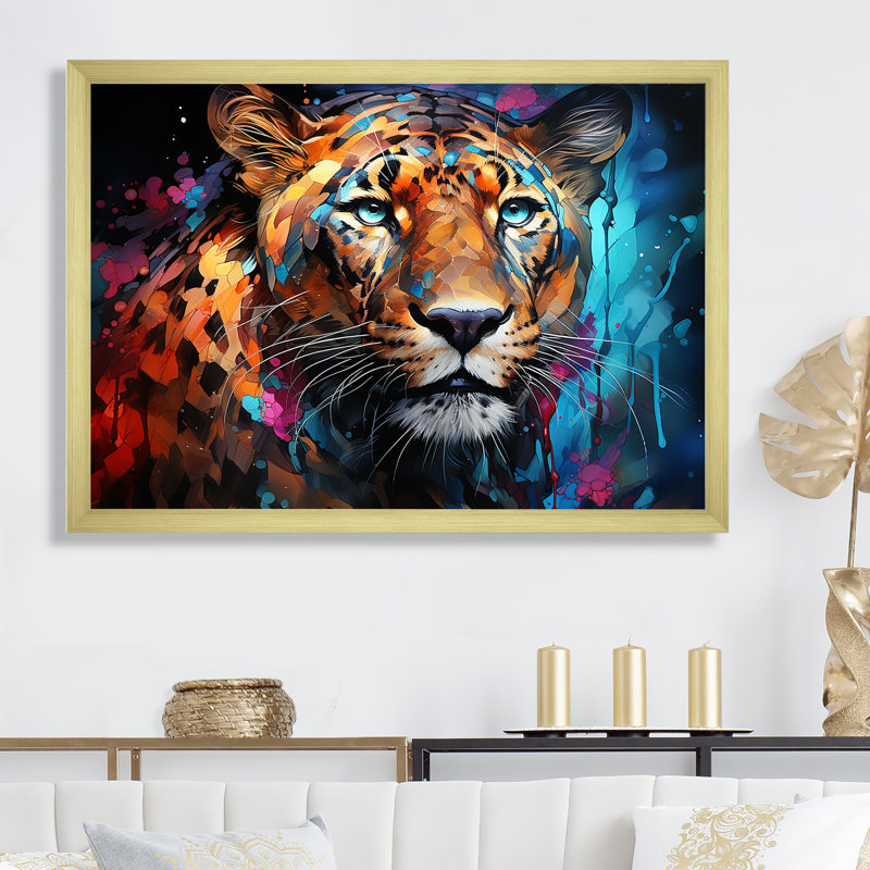 Pop Art Wild Elegance Tiger Harmony, Encadrement doré, H 12 po x l 20 po x P 1 po