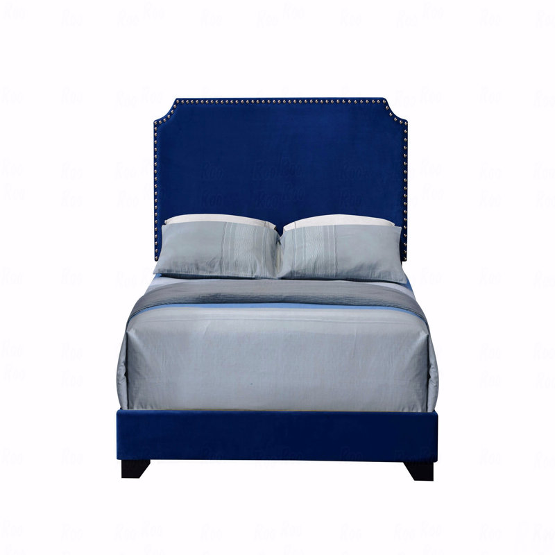 Grand lit, velours bleu Haemon