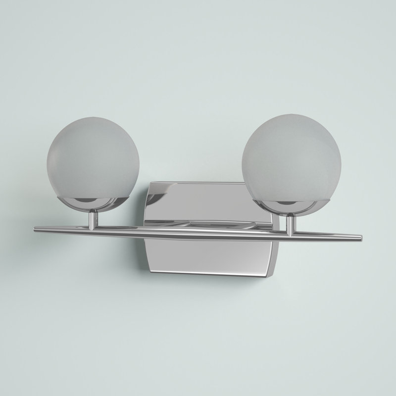 Éclairage de salle de bain halogène à 2 lumières Kaylianie, Chrome