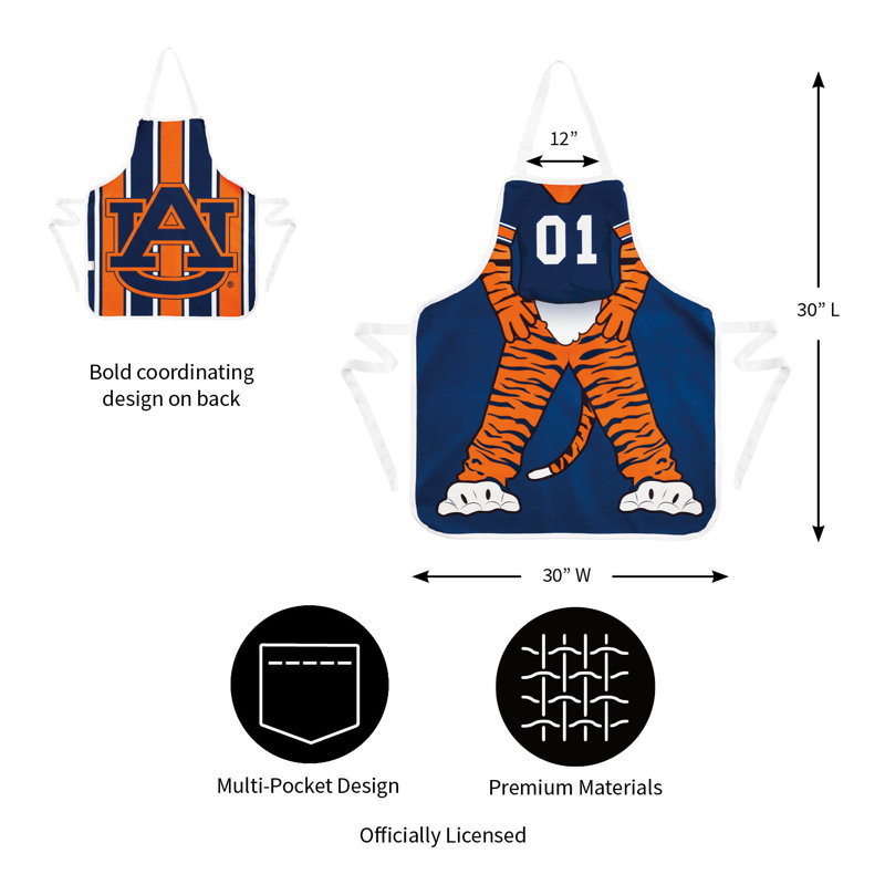 No Pattern Bib Apron, Auburn University