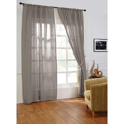 Damara Linen Curtain, Grey Chambray, 96"