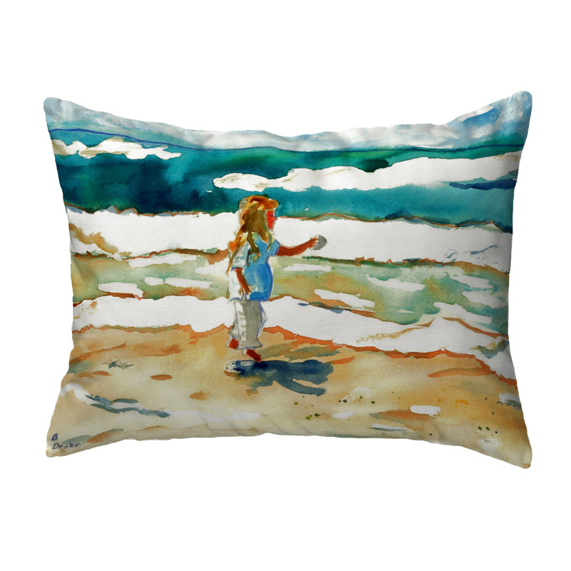 Housse de coussin intérieure / extérieure Girl at the Beach Girl at the Beach
