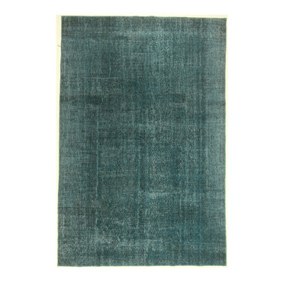 Hand Knotted Abstract Area Rug in Turquoise