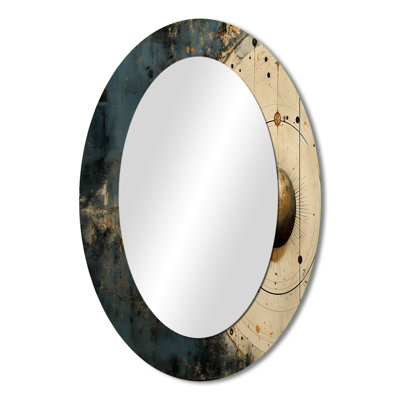 Minimalism Astrology Beige & Black - Blue Modern Oval Wall Mirror