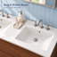 Lavabo rectangulaire double lavabo en céramique blanche de 122 cm (48 po) de largeur pour deux personnes, sans robinetterie.