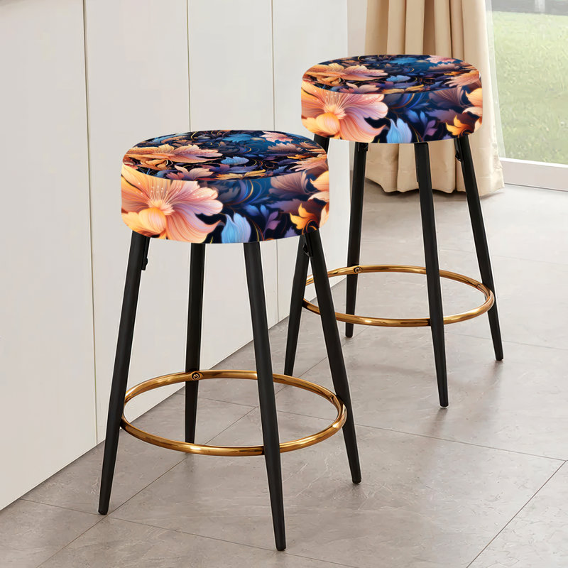 Ensemble de 2 tabourets de bar pêche et bleu Mystic Aura