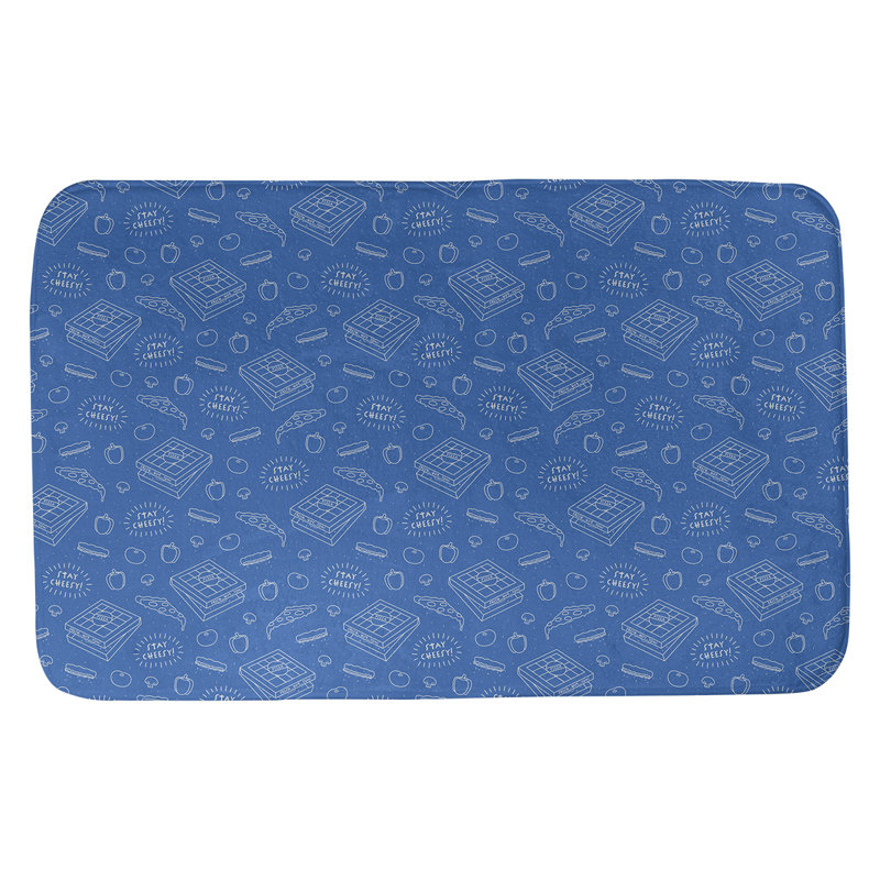 Tapis pour salle de bain Avicia, l 21 po x L 34 po, Bleu