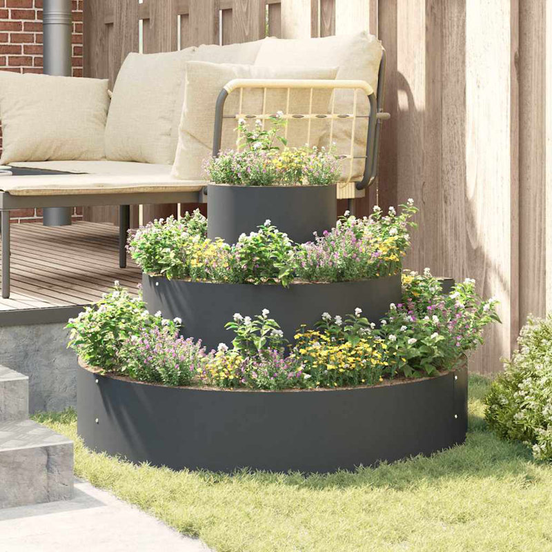 Garden Planter Anthracite 20 Cm Steel, 20cmH x 90cmW x 90cmD, Anthracite