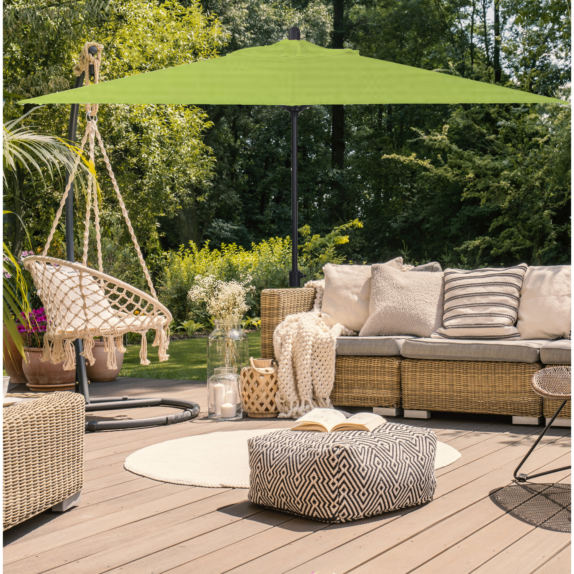 Olivier 116.7'' Outdoor Umbrella, Canvas Macaw Sunbrella® Canvas, Black Sapphire