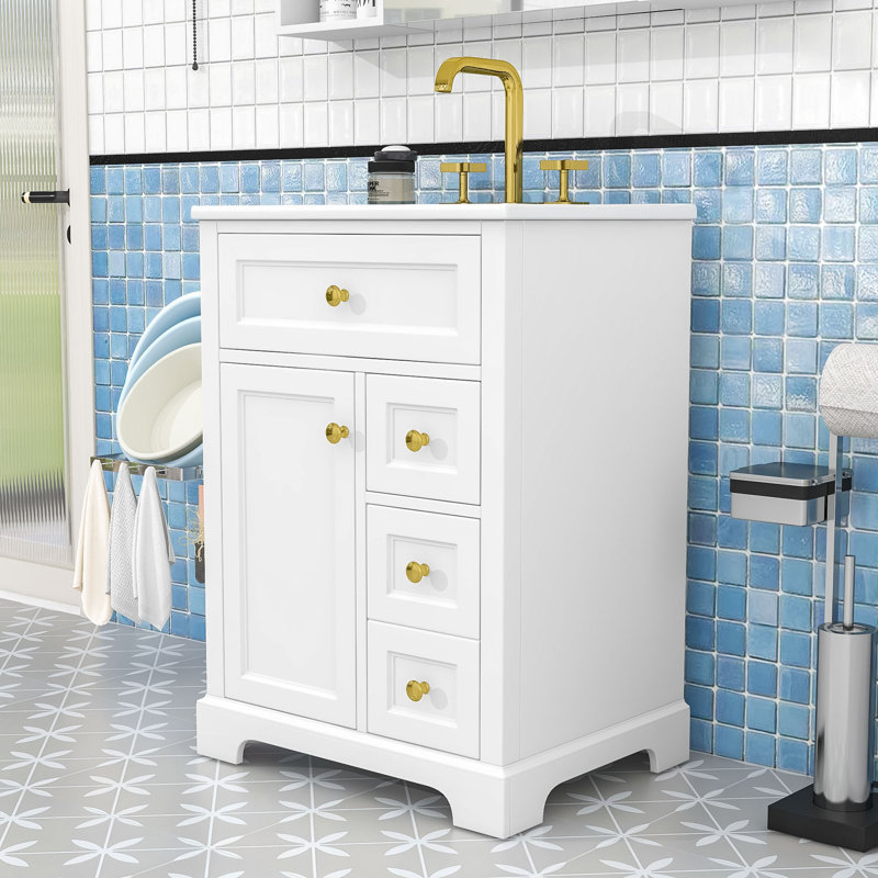 Compact Bathroom Vanity with Ample Storage Perfect for Small Spaces, White