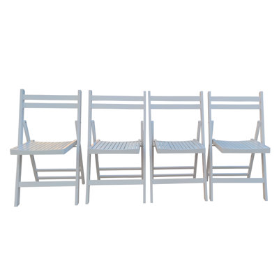 Chaise pour événement spéciale pliante en bois à lattes Furniture - blanc, ensemble de 4, CHAISE PLIABLE, STYLE PLIABLE
