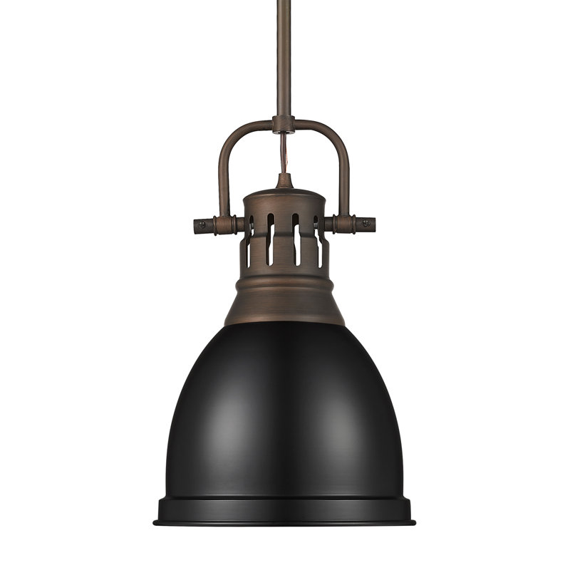 Petit luminaire suspendu avec tige Aljona, H 14,25 po x l 8,875 po x P 8,875 po, Bronze huilé, Noir mat