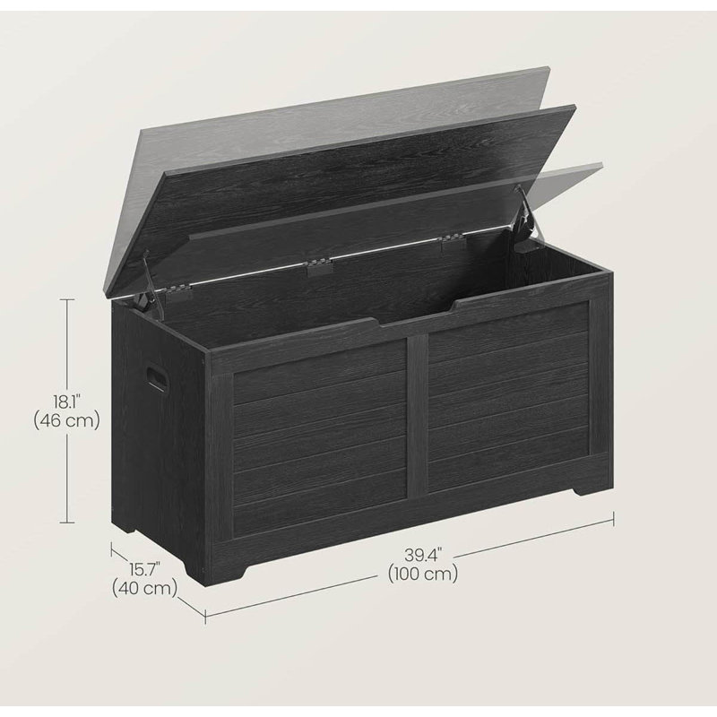 Wood Storage Bench, Black