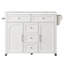 Rolling Wood Kitchen Island With Faux Marble, Storage Cart With Drop Leaf & Power Outlet For Kitchen, Dining Room-1340739885