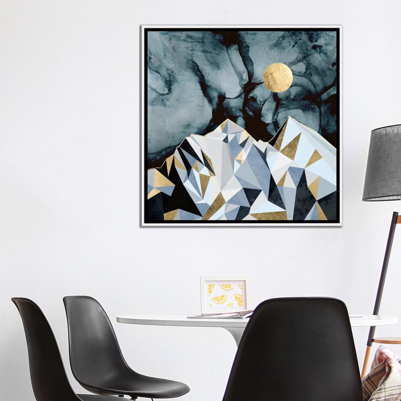 Midnight Peaks - impression d'art graphique, Toile blanche encadrée, Aucun mat, H 37 po x l 37 po x P 1,5 po
