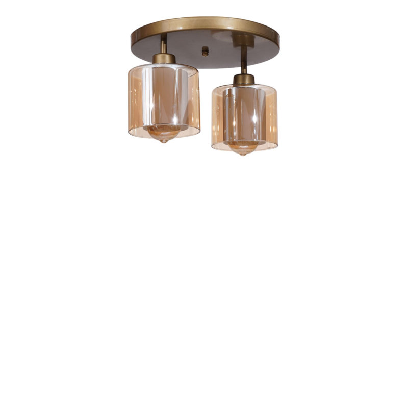 Lustre, 2 niveaux, Deux lumières, Miel / or