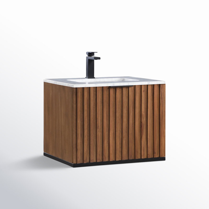 Terra 24'' W Single Vanity, Matte Black, Carrara Marble/Single Faucet Mount