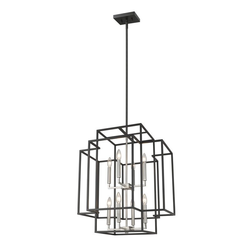 Lustre à étages 8 lumières Orona, Noir / Nickel brossé