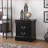Black 2-Drawer Engineered Wood Nightstand with Metal Handles