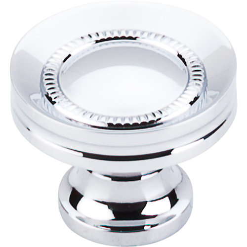 Button Faced 1 1/4" Diameter Round Knob, Polished Chrome