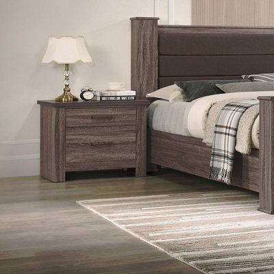 Striking Wooden Nightstand Bedside Table (Nightstand) 2 Drawers Storage Bedroom Furniture