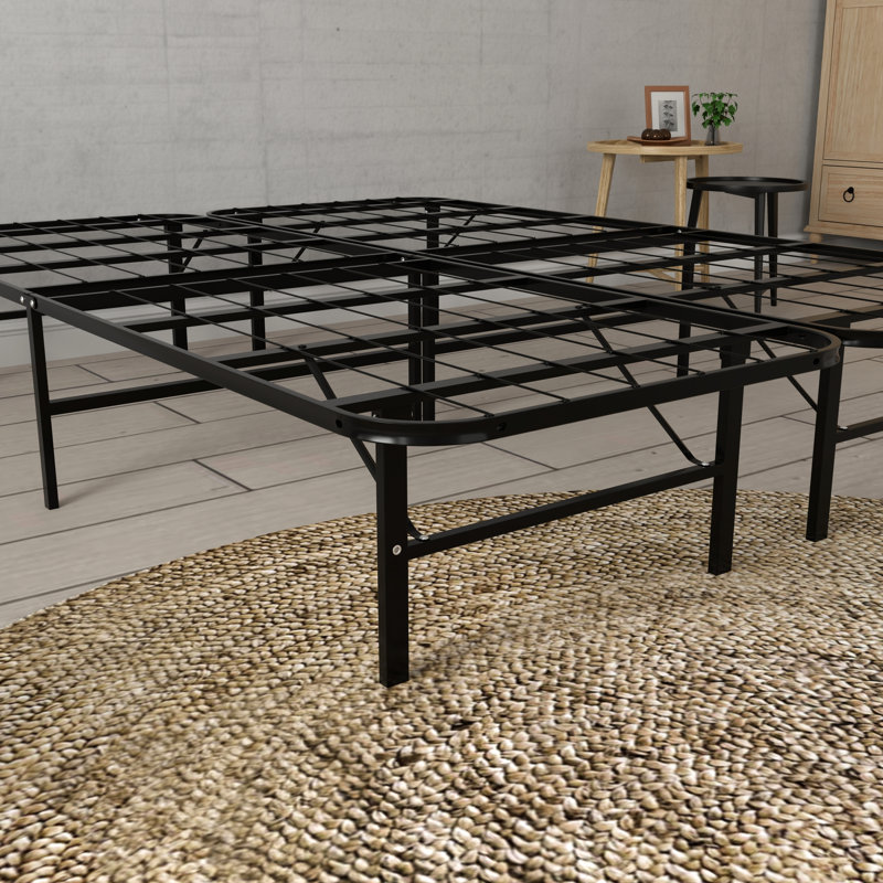 Sommier plateforme double XL en acier noir robuste, surélevé de 35,5 cm (14 pouces), sans sommier tapissier, stable et haut pour le rangement sous le lit, capacité de 907 kg (2 000 lb), montage facile avec outils