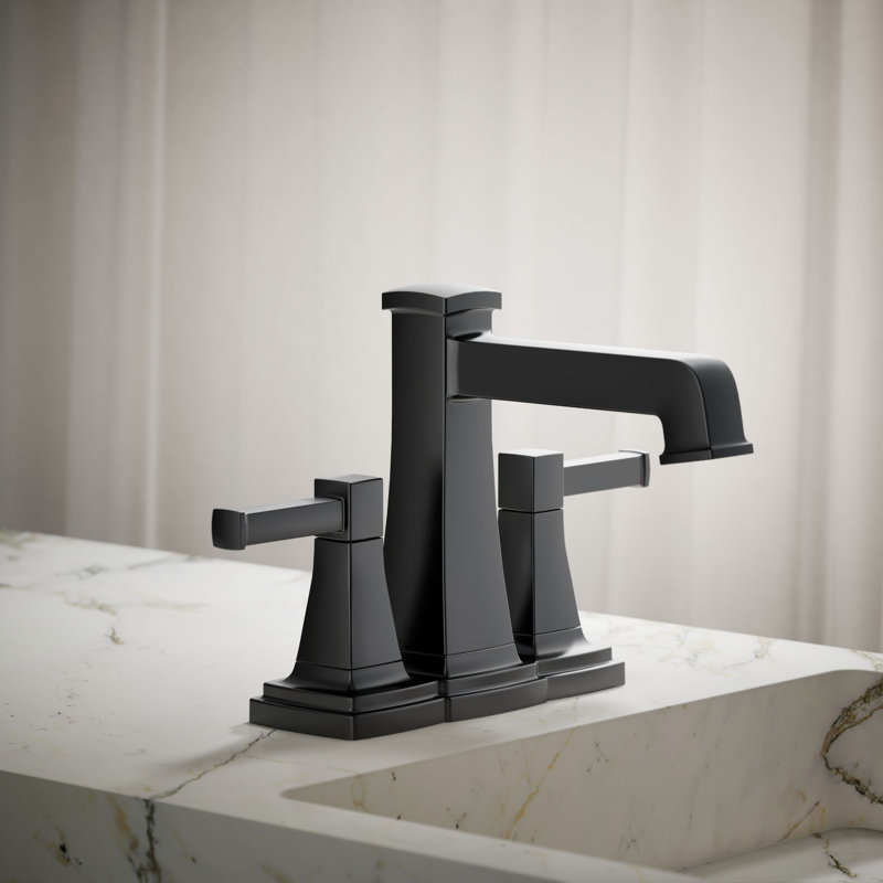 Riff Centerset Bathroom Sink Faucet, 1.2 GPM, Matte Black