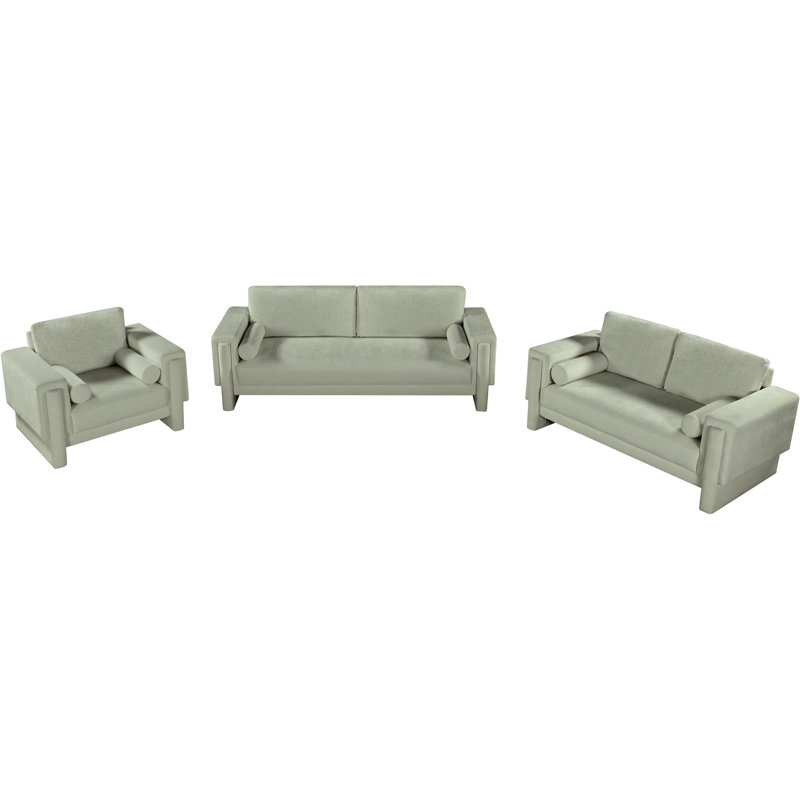Ivanio Upholstered 89'' Sofa, Mint Chenille Fabric