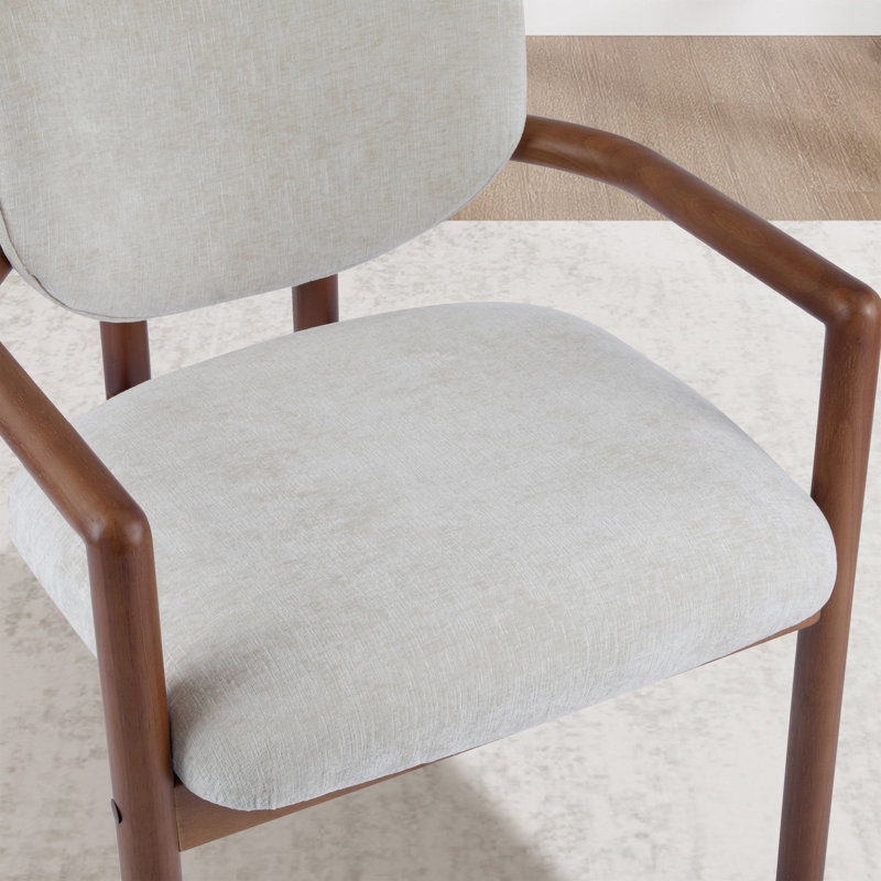 Ensemble de 2 chaises de salle à manger rembourrées, Bois espresso, Beige