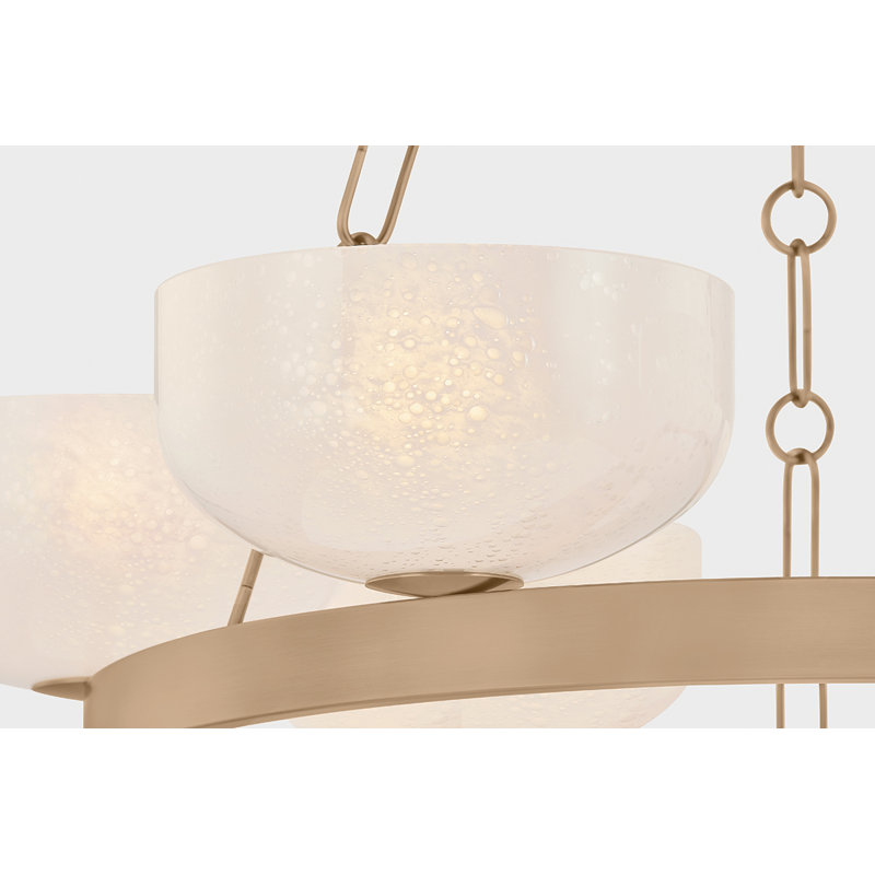Troy Lighting Caelum Chandelier in Patina Brass, 6 Lights, 6" H x 32.25" W x 32.25" D