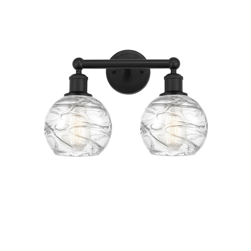 Éclairage pour meuble-lavabo 2 lumières 15 po Cambria, Noir mat, Transparent