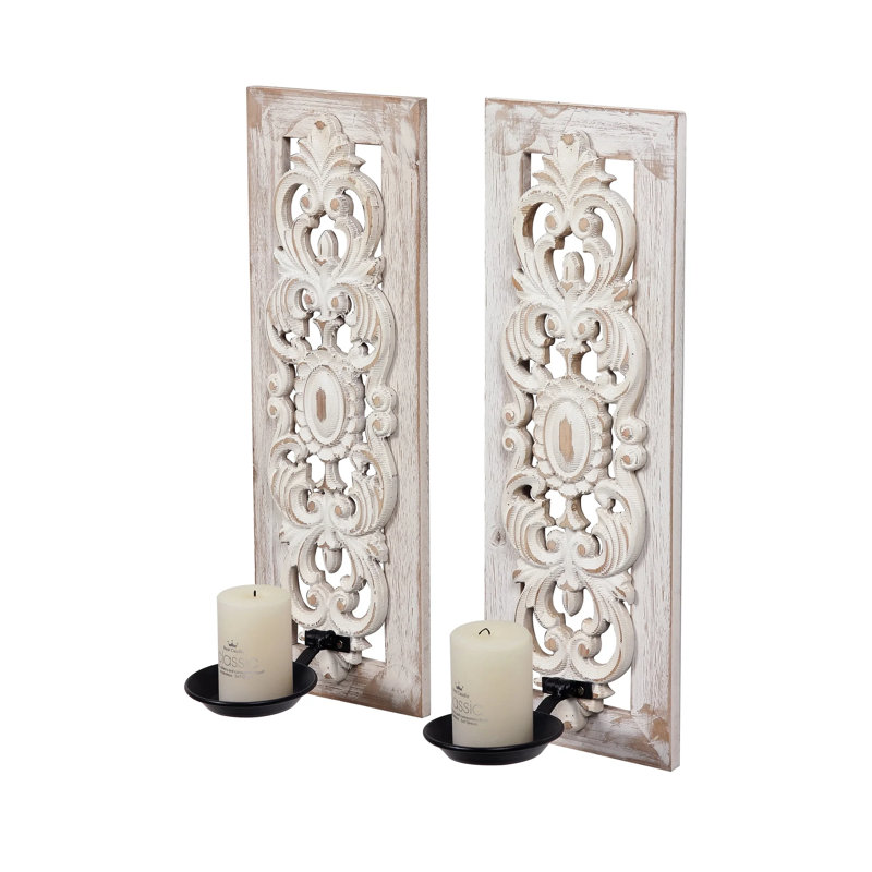 Openwork Carving Wall Candle Sconces Set Of Two
