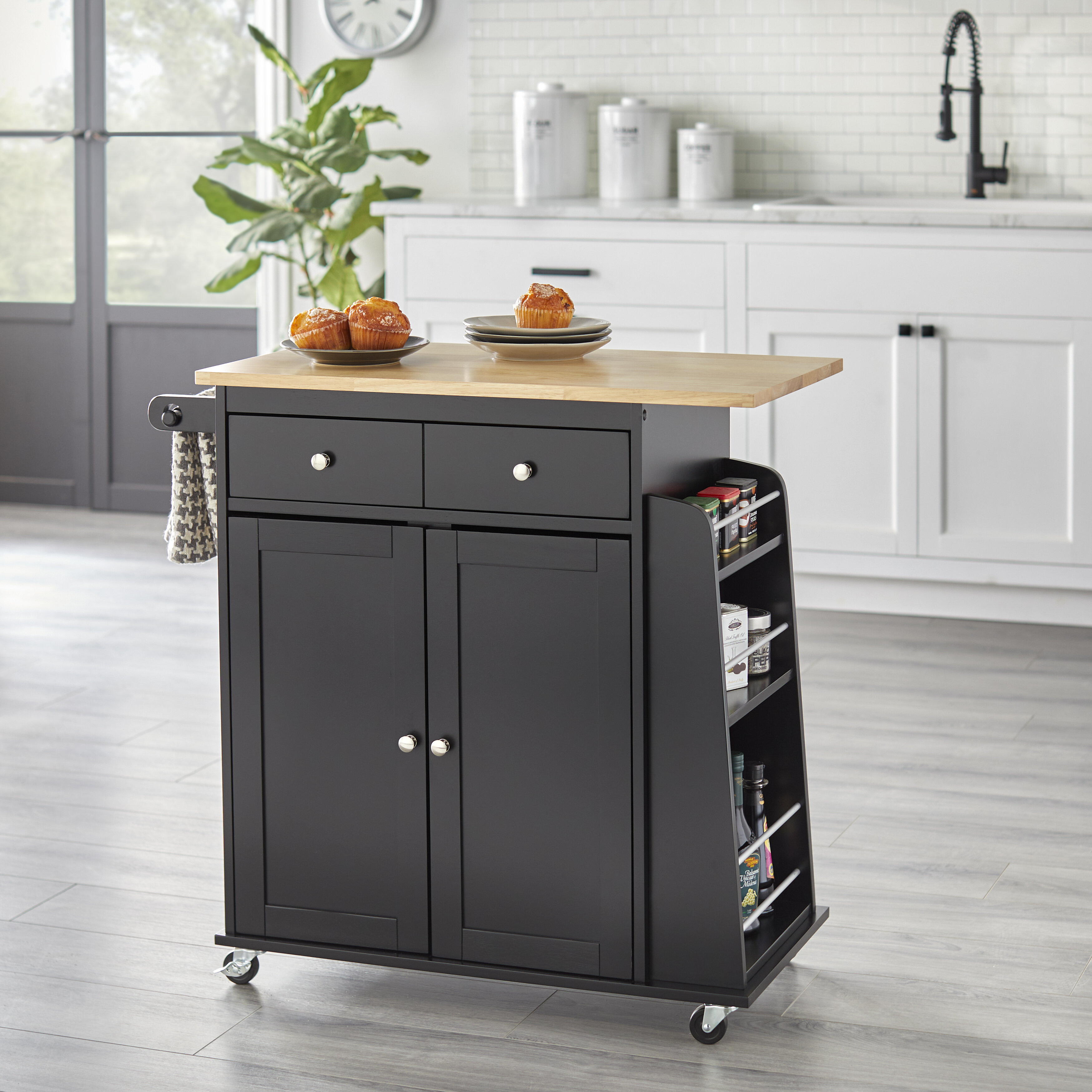 Alcott Hill® Ferraro Wood Kitchen Cart & Reviews 