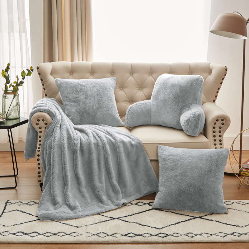  DO IT YOURSELF Bed Rest Reading Pillow Cover And Filling, NEED ASSEMBLY, 20" X 18" X 17", Vapor Gray