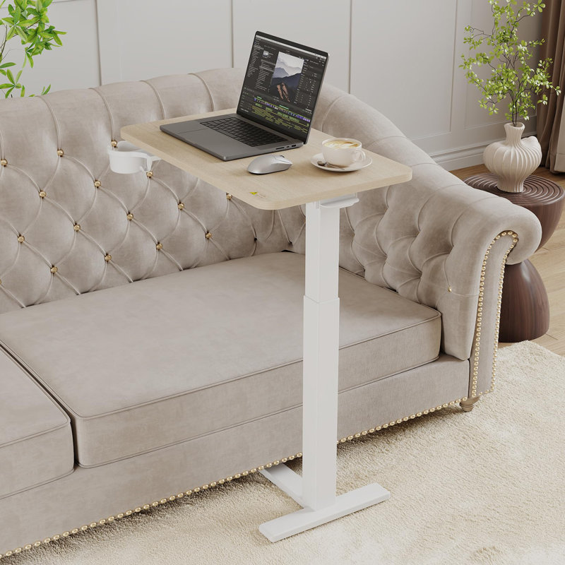 Metal Base Computer Desk, Beige/White