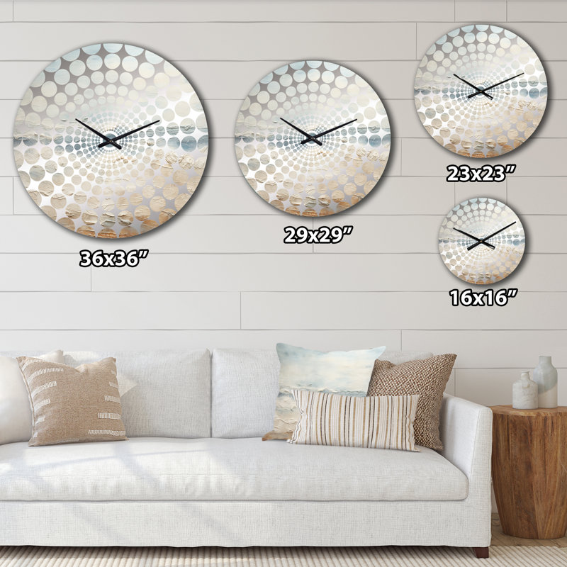Horloge murale moderne bord de mer beige et gris, Très grand